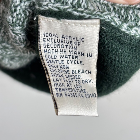 VTG Allison Daley Patchwork Knit Vest L Green Leaf Embroidery Fall St Pattys Day - Picture 5 of 8